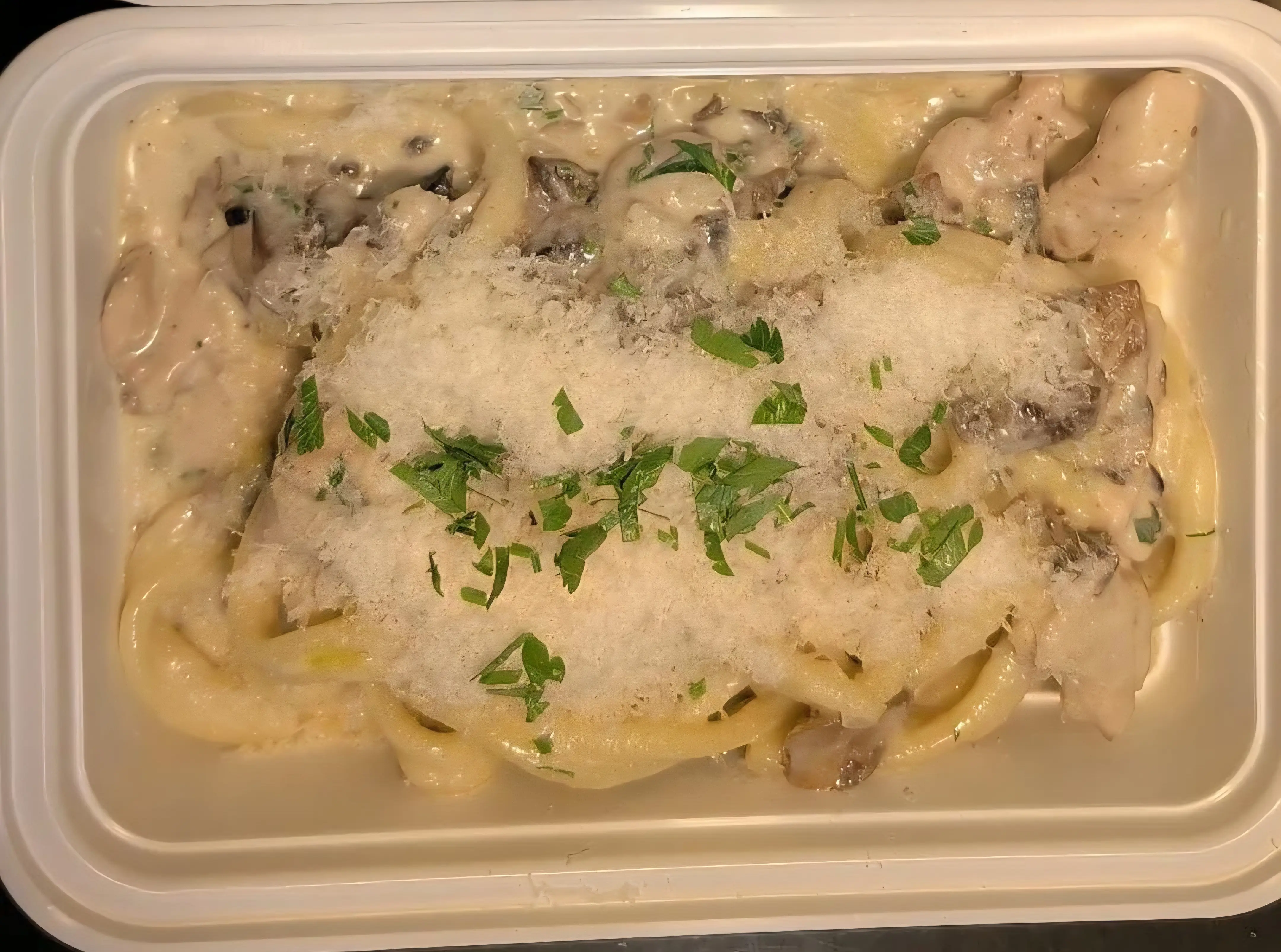 Chicken mushroom alfredo pasta at Pizza Loco in Sherwood Park, AB